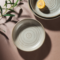 Assiettes en céramique mates modernes pour salade, service de table japonais gris, assiettes rondes en porcelaine style Chaozhou pour restaurant, assiettes mexicaines