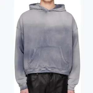 เสื้อฮู้ดดี้ผ้าคอตตอน 100% หนานุ่ม สไตล์วินเทจ ฟอกสีซีดแบบย้อมกรด สำหรับผู้ชาย - Product Image 5