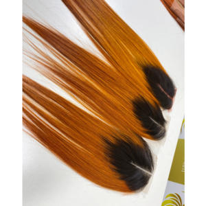 Surbrillance blonde vietnamienne personnaliser BoneStraight Machine Double trame 100% Extensions de cheveux humains vierges Remy fermeture dentelle - Product Image 5