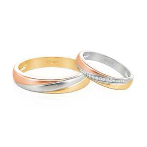 Jeulia Classic Tri-Color Sterling Silver <b>Couple</b> <b>Ring</b> Set <b>for</b> <b>Wedding</b> - Product Image 1