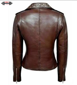 2025 New Women Plus Size Leather Bomber Jacket Outdoor Eco-Friendly Waterproof Custom Size Available <b>Rivet</b> Embroidery Unique - Product Image 3