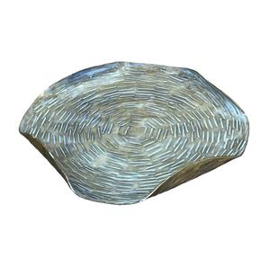 Plateau de service rond en métal martelé de luxe, plateau décoratif en émail pour table basse ou ottoman, plateau avec bordure dorée pour la maison, l'hôtel ou un mariage - Product Image 3