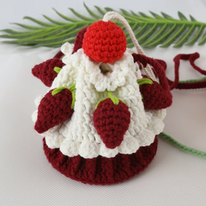 <b>Sweet</b> Lady's Stylish Cake-Shaped Strawberry <b>Bag</b> Hand-Knitted with Pure Milk Cotton Yarn Fashion Crochet Printed Accessories - Product Image 6