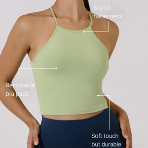 Haut court de yoga à col haut rembourré pour femmes, soutien-gorge de sport rembourré, débardeur d'entraînement, chemise de sport sans manches pour le fitness. - Product Image 4