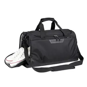 Bolsa de gimnasio de lona ligera Unisex con logotipo personalizado con cierre de cremallera con forro de nailon impermeable de gran capacidad para viajes al aire libre - Product Image 2