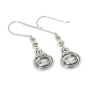 Natural <b>Green</b> Amethyst Best Designer Solid 925 Sterling Silver Gemstone Cabochon Handmade <b>Earrings</b> Jewelry 925 Silver Jewelry - Product Image 1