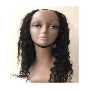 Kualitas terjamin kutikula lurus gelombang air keriting u-bagian Wig 100% rambut manusia Malaysia bagian U Wig hitam keriting dari Transgreen