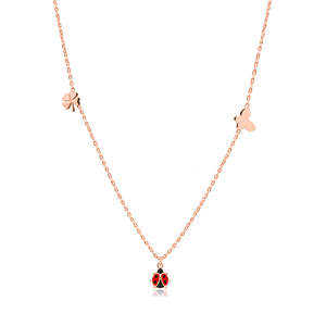Collier laser fait main turc en argent sterling 925 avec pendentif coccinelle et trèfle uni, pour fiançailles, mariage et fête - Product Image 4