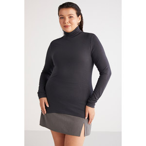 Blusa de Cuello Alto para Mujer, Talla Grande, de Viscosa y Elastano, Ajustada al Cuerpo, Marca ETHIQUET Emerybb - Product Image 1