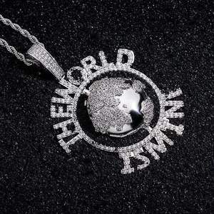 The <b>World</b> Is Yours Iced Out 25 Carat Moissanite Gold Plated Sterling Silver Cute <b>Globe</b> Pendant Men's Jewelry - Product Image 6