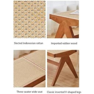 Banco de entrada de ratán de madera maciza con asiento tejido a mano Banco de comedor o dormitorio de diseño tradicional para uso en patio - Product Image 3