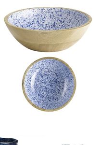 Nuevo diseño restaurante sopa servir cuenco última llegada esmalte decorativo impreso cuenco de madera color azul y blanco personalizado - Product Image 6