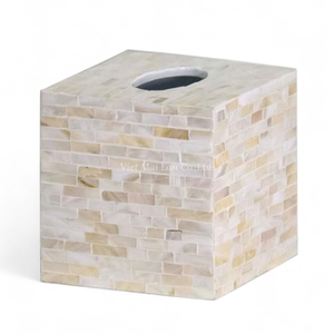 Boîte à mouchoirs en nacre faite à la main, écologique, incrustation de coquillages naturels, accessoire décoratif d'intérieur - Product Image 2