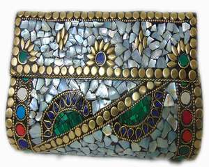 โบราณ Mop Mosaic CLUTCH purse กระเป๋าคลัทช์กระเป๋าหินโมเสคกระเป๋าถือคลัทช์2023ราตรีหรูหรา - Product Image 1
