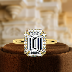 Anillo de compromiso clásico de diamante cultivado en laboratorio con corte esmeralda de 1 CT, oro amarillo de 14K, certificado IGI E/VS1, regalo de boda cristiano con claridad - Product Image 3