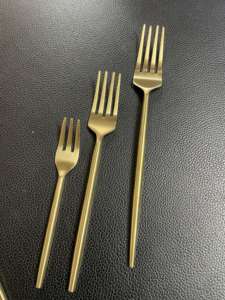 Couverts de qualité supérieure plaqués or, ensemble de 3 pièces, cuillère, fourchette et couteau, vaisselle durable pour hôtels et restaurants - Product Image 6