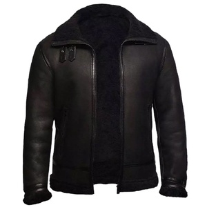 Chaqueta de cuero de Aviador F2 de nuevo estilo para hombre, chaqueta de invierno de poliéster de punto con estampado sólido y cuello de oveja de alta calidad para hombre - Product Image 1