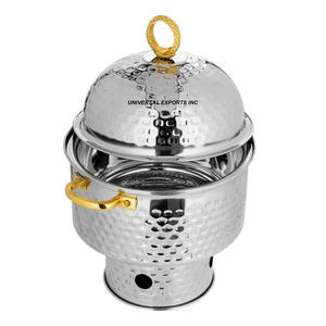 Hotpot de acero inoxidable pulido brillante, cazuela de diseñador hecha a mano de buena calidad, nuevo calentador de alimentos clásico y elegante - Product Image 5