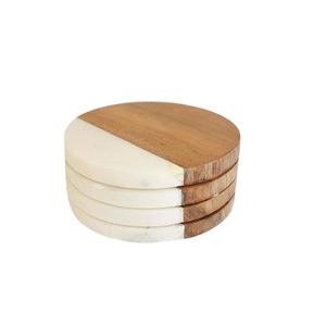 Elegant Stylish Design round Marble Coasters Thick and Durable <b>Organic</b> Stone Mats/<b>Pads</b> for Drinks and Beverages - Product Image 5