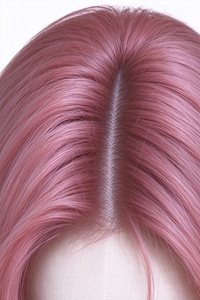 Perruque longue ondulée rose-brun 100% cheveux humains, raie au milieu, aspect naturel, pour femmes - Product Image 5