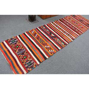 Alfombra Turca Vintage de 2.9x10.1 pies, Alfombra Roja con Diseño de Patchwork - Product Image 2