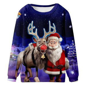 Drop Men's Crewneck Pullover Sudadera 100% Algodón Forrado Diseño de impresión de gran tamaño Navidad Elegante Manga completa - Product Image 5