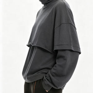 Women's Black Oversized Turtleneck Mock Neck Sweatshirt <b>Drop</b> Shoulder Long Sleeve Casual Baggy Fleece Pullover Loose Fit Soft - Product Image 5