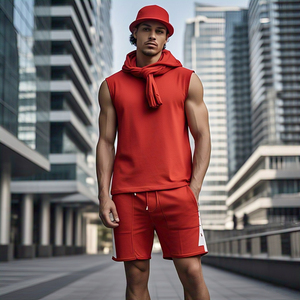 Basketball Sleeveless Shirt Shorts Set <b>Men</b> Sportswear Training Tank Top 100% Cotton Shorts Two Piece Set Basketball Shorts Set - Product Image 6