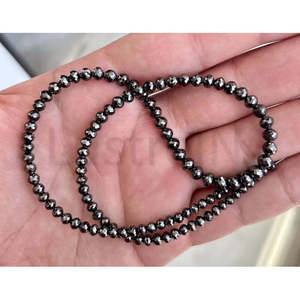Cuentas Redondas de Diamante Natural Negro de 4-4.5mm, Perforadas con Láser, Calidad AAA+, Venta al Por Mayor |   Collar de Perlas Facetadas Auténticas de 16 Pulgadas |   Fabricación de Joyería Fina - Product Image 3