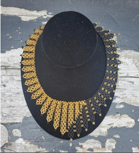 Beaded <b>Necklace</b>, Choker, <b>Statement</b> <b>Necklace</b> Quality Unique Western Beaded Scarf <b>Necklace</b>, Fringe Beaded Bandana - Product Image 1