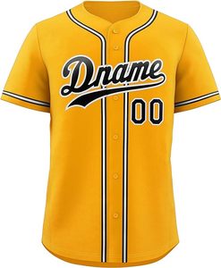 Ropa deportiva personalizada, uniformes de béisbol personalizados, camiseta con logotipo personalizado, camiseta de béisbol dorada negra en blanco - Product Image 5