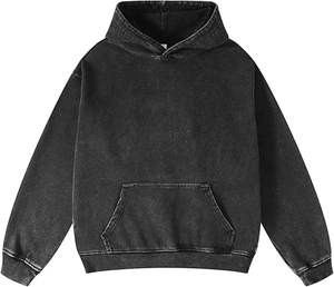 Sudadera con capucha de lana de algodón liso para hombre, traje de calle de invierno lavado con ácido, sudadera con capucha para hombre, Jersey informal de lana - Product Image 1