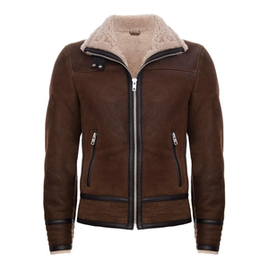 Chaqueta de plumón de piel de cordero auténtica Vintage roja, estilo clásico de Moto, acolchado grueso, chaqueta de estilo urbano para clima frío para hombres - Product Image 5