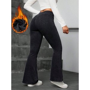 Jane's Women's High-Waisted Single-<b>Button</b> Wide-Leg <b>Jeans</b> 36929-Black - Product Image 5