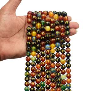 Bracelet bouddhiste Om de 15 pouces en Onyx noir, Prehnite, Pyrite, Tourmaline, Kyanite, Labradorite, Turquoise, Chakralume Rajasthan - Product Image 3