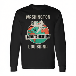 T-shirt à manches longues de la paroisse de Washington, Louisiane, pour les amateurs de voyages, nés pour explorer - Product Image 2