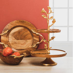 Support à gâteau en aluminium avec base en marbre plaqué or, dernier design avec feuille métallique pour une utilisation décorative - Product Image 3