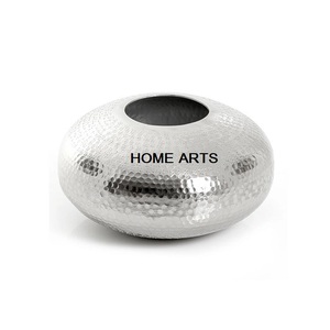 Florero de Diseño Moderno, Redondo, de Aluminio Color Plata, Decoración para Sala de Estar, Florero en Oferta - Product Image 2
