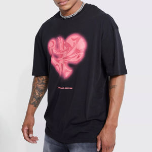 T-shirt personnalisé pour hommes 100% coton de qualité de luxe côtelée col rond imprimé Street Wear T-Shirt pour hommes - Product Image 2