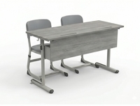 Ensemble de chaise et de bureau d'étudiant double ARSU de haute qualité, moderne et écologique, avec structure métallique sans tiroirs, pour usage scolaire commercial