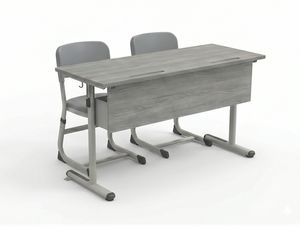 Ensemble de chaise et bureau double ARSU moderne et écologique de haute qualité avec structure métallique sans tiroirs pour usage scolaire - Product Image 5