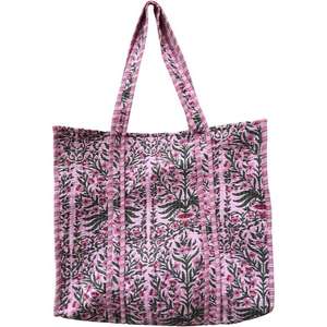 Grand sac fourre-tout en coton décontracté pour femmes cousu à la main Quilting broderie florale décoration couleur unie sac à provisions à bandoulière - Product Image 3