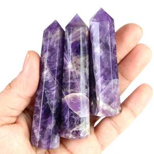 Torre de obelisco de cristal de amatista Natural de alta calidad, energía azul pulida, meditación, Chakra, equilibrio, artesanías de cristal para el hogar - Product Image 4