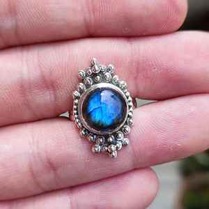925 Sterling Silver Boho Jewelry Handmade Labradorite Gemstone <b>Ring</b> Inlay Setting Unique <b>Statement</b> Promise <b>Ring</b> Licensed Private - Product Image 4