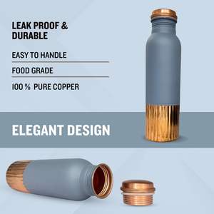 Half Hammered Copper <b>Water</b> <b>Bottle</b> <b>1</b> <b>Litre</b> Half Hammered Design Pure Copper <b>Water</b> <b>Bottle</b> with Glass Set Meena Work - Product Image 4