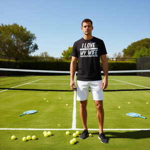 Camiseta para hombre con la frase Love My Wife Let Me Play Pickleball para entusiastas del pickleball - Product Image 3