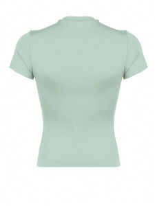 OEM al por mayor de las mujeres camiseta informal de alta calidad transpirable Color sólido cuello manga corta Slim Fit al por mayor camisetas para las mujeres - Product Image 2