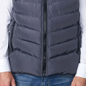 Unisex Color Block Quilted Vest Stand Collar Hooded Zipper Closure Waterproof Breathable Windproof Casual Winter <b>Jacket</b> Regular - Product Image 4