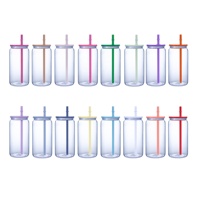 Offre Spéciale – Gobelet en Acrylique 16oz en Forme de Canette de Bière ou de Soda avec Couvercle et Paille pour Adhésions Vinyle et DTF UV