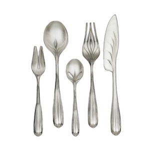 Couverts finis en acier inoxydable plaqué couleur argent à poignées Royal Design Ensemble de 5 fourchettes cuillère couteau passe au lave-vaisselle - Product Image 5